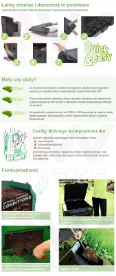 Prosperplast Composter 380L črna 82 x 72 x 72cm