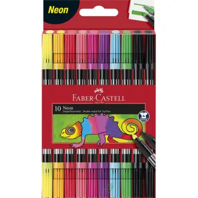 Flomaster šolski faber-castell dvostranski 1/10 neon