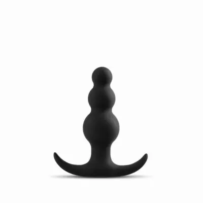 Rebrast analni čep Anal Adventures Platinum, črn