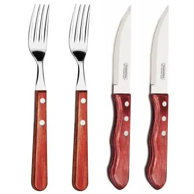 Set jedilnega pribora za pizza steak iz nerjavečega jekla v pretisnem omotu Churrasco JUMBO set 4 kosov.