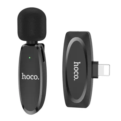hoco brezžični mikrofon za pametni telefon lighting 8 pin za vloge, TikTok, facebook, YouTube L15 črn