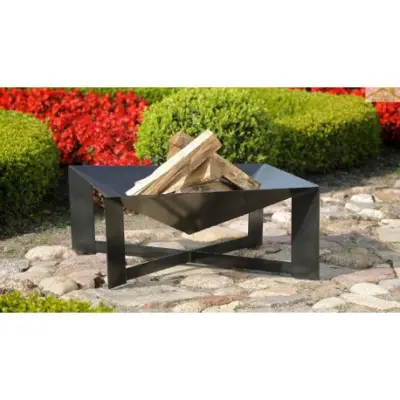 Kvadratno vrtno ognjišče CUBA iz naravnega jekla 70x70 cm