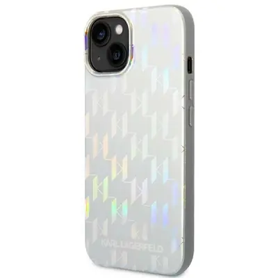 Originalen KARL LAGERFELD ovitek iPhone 14 6.1 - Iridescent Monogram - srebrn ovitek - KLHCP14SLGMMSV