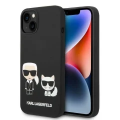 Originalen KARL LAGERFELD ovitek MagSafe iPhone 14 6.1 - Full Bodies - črn silikonska zaščita - KLHMP14SSSKCK