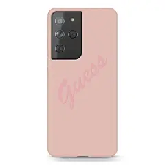 GUESS GUHCS21LLSVSPI Big Logo silikonski ovitek za Samsung Galaxy S21 Ultra G998 - roza z napisom