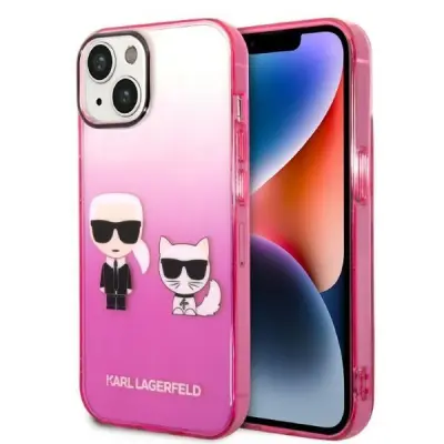 Originalen KARL LAGERFELD ovitek iPhone 14 Plus - Full Bodies -Gradient roza zaščita - KLHCP14MTGKCP