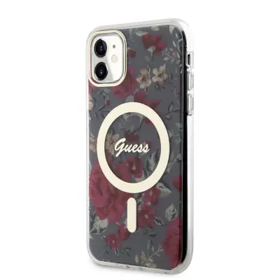 Originalni GUESS ovitek Flowers GUHMN61HCFWSA z Magsafe za iPhone 11 / iPhone XR - kaki