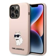 Originalen KARL LAGERFELD ovitek iPhone 14 Pro - IML NFT Choupette Full Body -  roza silikonska zaščita - KLHCP14LSNCHBCP