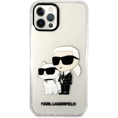 Originalen KARL LAGERFELD ovitek iPhone 12 / iPhone 12 Pro - Glitter IML NFT Full Bodies -  prozoren ovitek z bleščicami - KLHCP12MHNKCTGT