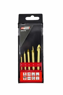 Awtools Set vaj za steklo in keramiko 4-10 mm 5 psov.