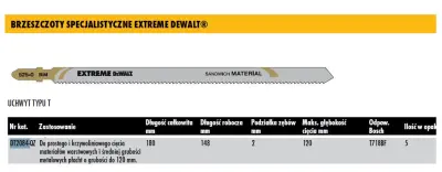 Dewalt rezilo za Jigsaw 180x2mm T718BF Slojene plošče /5pcs