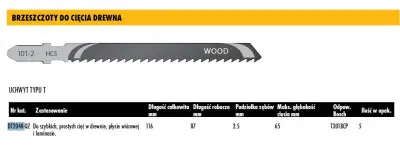 Dewalt Blade za Jigsaw 116x2,5 mm t301BCP les /5 psov.
