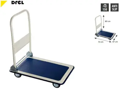 Drel 4-kolesarski skladiščni vesla 150kg platforma 73x47cm