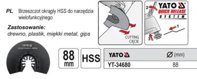 Yato okrogla črna za HSS 34680 večnamensko orodje