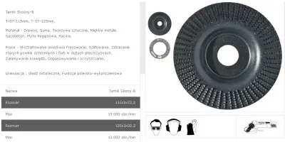 TARPOL KOTNA RAŠPA FI = 125mm x 3 x 22,2mm, KONČNA PLOŠČA T-17