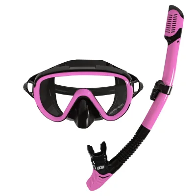 Aga Komplet potapljaške maske in dihalke M8+S6 Black/Pink