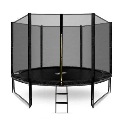Aga SPORT PRO Trampolin 305 cm črn + zaščitna mreža + lestev