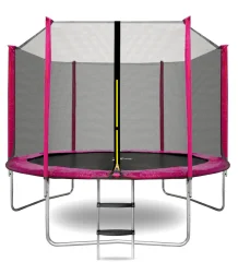 Aga SPORT TOP Trampolin 250 cm roza + zaščitna mreža + lestev