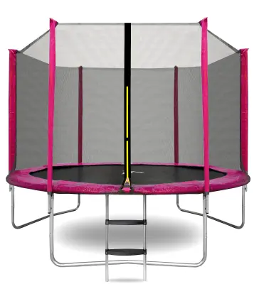 Aga SPORT TOP Trampolin 250 cm roza + zaščitna mreža + lestev