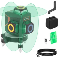 Laserski nivo, samonivelirni križni laser s pokrovom in daljinskim upravljalnikom, 30 m zelena
