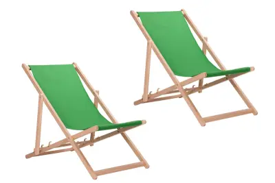 Aga 2x Leseni zložljivi ležalnik Zelena