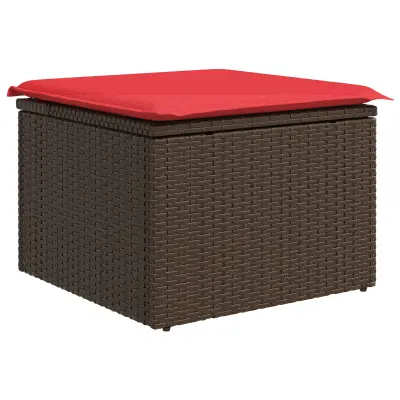vidaXL Vrtni stolček z blazino rjav 55x55x37 cm poli ratan