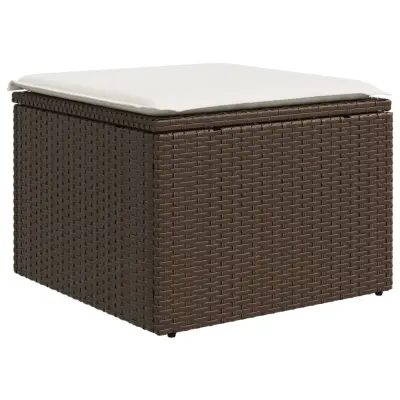 vidaXL Vrtni stolček z blazino rjav 55x55x37 cm poli ratan
