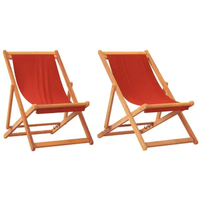 vidaXL Zložljivi stoli za na plažo 2 kosa rdeče blago