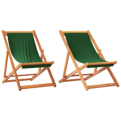 vidaXL Zložljivi stoli za na plažo 2 kosa zeleno blago