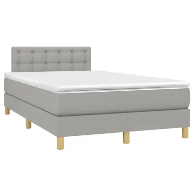 vidaXL Boxspring postelja z vzmetnico svetlo siva 120x190 cm blago