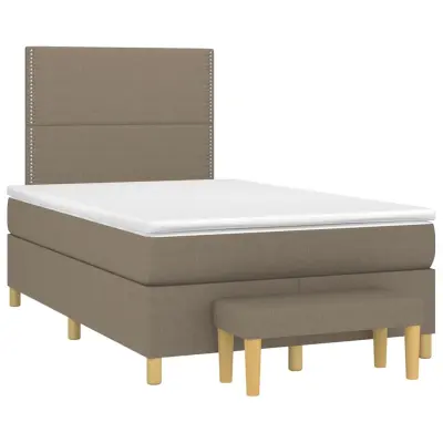 vidaXL Box spring postelja z vzmetnico taupe 120x190 cm blago