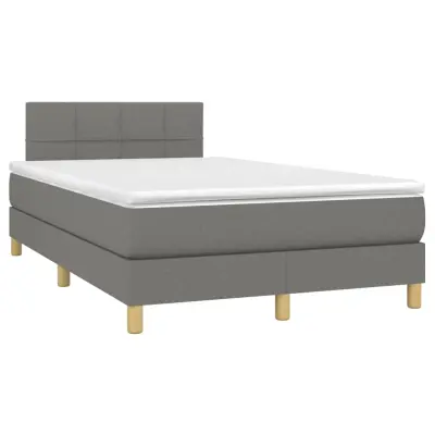vidaXL Box spring postelja z vzmetnico temno siva 120x190 cm blago