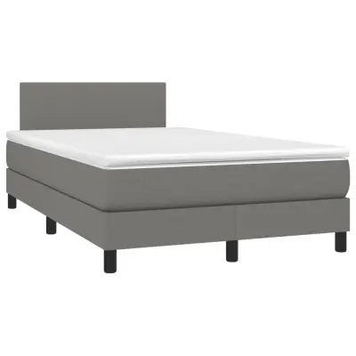 vidaXL Box spring postelja z vzmetnico temno siva 120x190 cm blago
