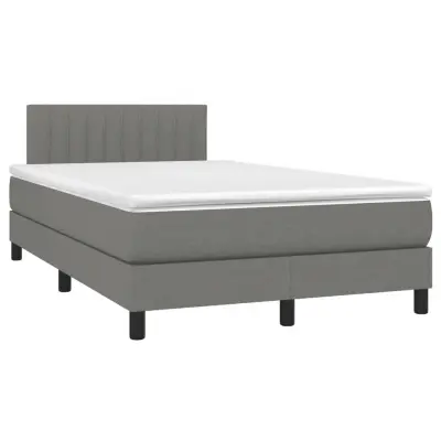 vidaXL Box spring postelja z vzmetnico temno siva 120x190 cm blago