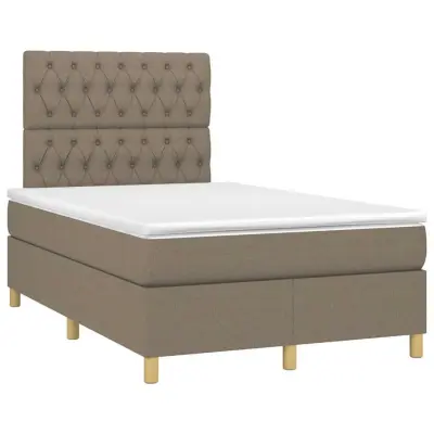 vidaXL Box spring postelja z vzmetnico taupe 120x190 cm blago
