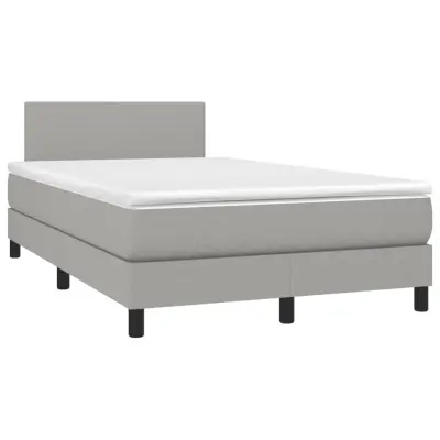 vidaXL Boxspring postelja z vzmetnico svetlo siva 120x190 cm blago
