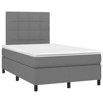 vidaXL Box spring postelja z vzmetnico temno siva 120x190 cm blago