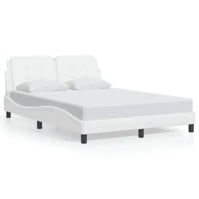 vidaXL Posteljni okvir z vzglavjem bela 120x200 cm umetno usnje