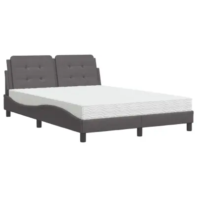 vidaXL Postelja z vzmetnico siva 140x200 cm umetno usnje