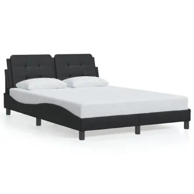 vidaXL Posteljni okvir z vzglavjem črn 140x200 cm umetno usnje
