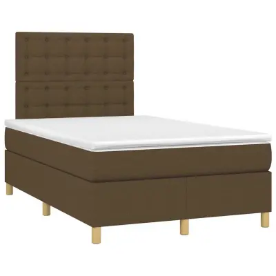 vidaXL Box spring postelja z vzmetnico temno rjava 120x190 cm blago