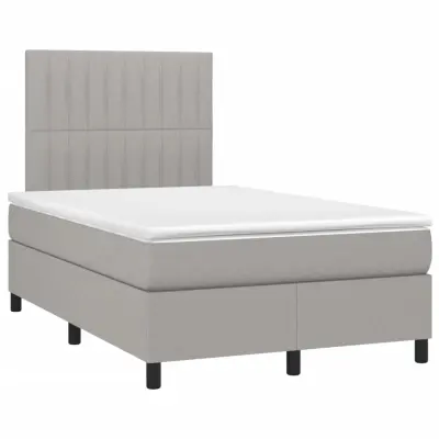 vidaXL Boxspring postelja z vzmetnico svetlo siva 120x190 cm blago