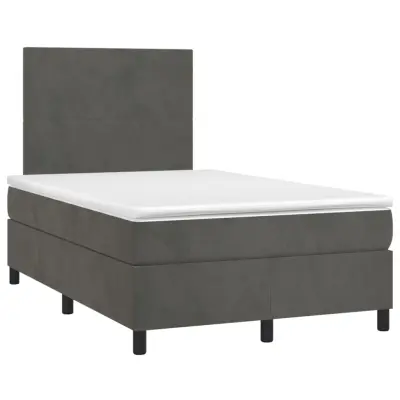 vidaXL Box spring postelja z vzmetnico temno siv 120x190 cm žamet