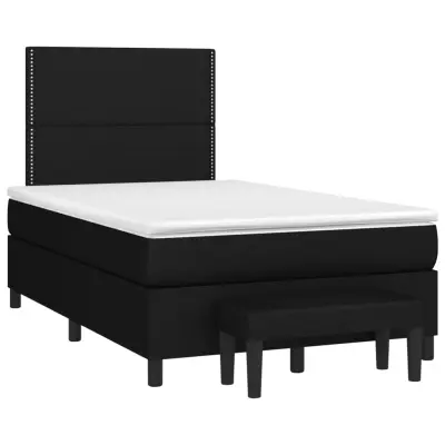 vidaXL Box spring postelja z vzmetnico črna 120x190 cm blago