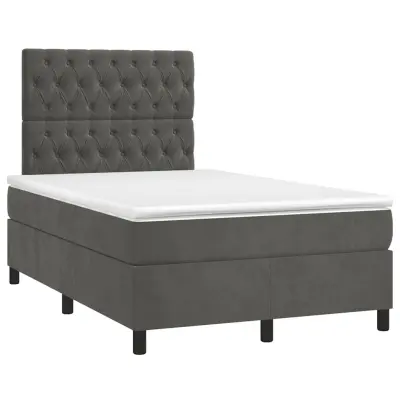vidaXL Box spring postelja z vzmetnico temno siv 120x190 cm žamet