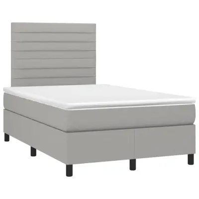 vidaXL Boxspring postelja z vzmetnico svetlo siva 120x190 cm blago