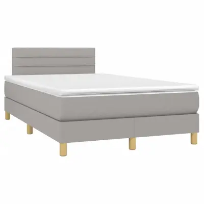 vidaXL Boxspring postelja z vzmetnico svetlo siva 120x190 cm blago