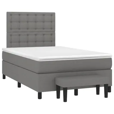 vidaXL Box spring postelja z vzmetnico temno siva 120x190 cm blago