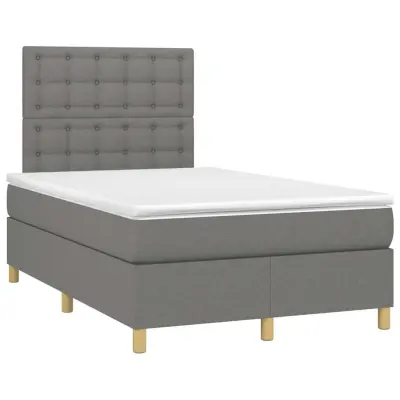 vidaXL Box spring postelja z vzmetnico temno siva 120x190 cm blago
