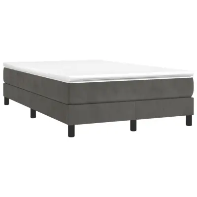 vidaXL Box spring postelja z vzmetnico temno siv 120x190 cm žamet